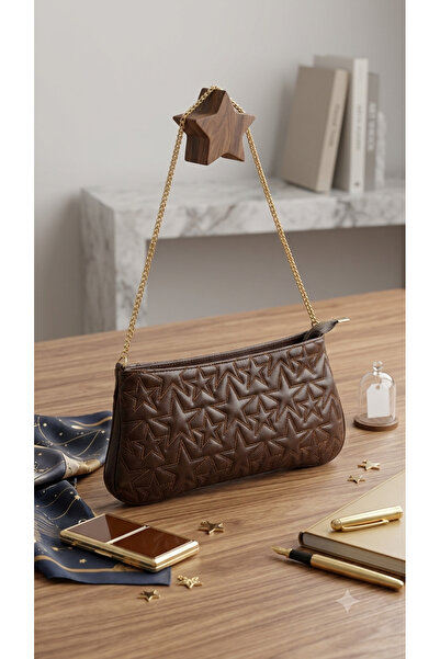 RMY MODA Eye-Catching Quilted Star Patterned Chain Strap Baguette Portfolio H...
