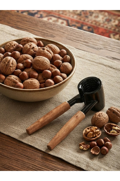 mucit home Metal Walnut and Hazelnut Cracker with Wooden Handle