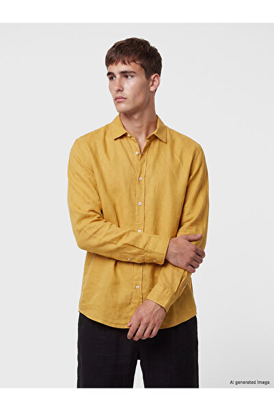 LC Waikiki Ανδρικό πουκάμισο NEVAVM Regular Fit 100% λινό με διαφορά στην υφή