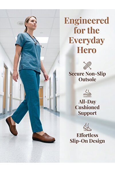 Saudi Step Hospital Work Shoes, Cloud Soft Cushion Sole, Arch Ergonomic Suppo...