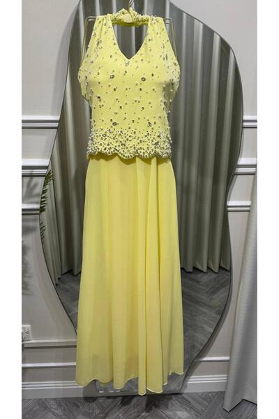 led style Luxurious Halter Dress with Soft Crystal Embroidery