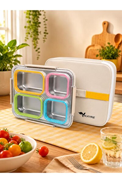 valkyrie 1500 ml 4 Compartment Stainless Steel Lunch Box with Thermal Bag |  ...