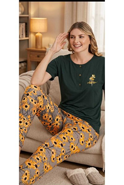 pijamacity Kadın Kısa Kollu Düğmeli Pijama Takımı