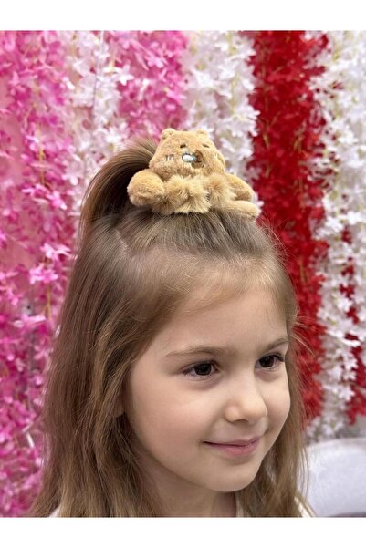 Tatlı Sebep Cute Teddy Bear Plush Bun Hairpin Bagel Hairpin 1 Piece