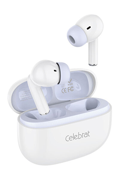 Celebrat earphones με θήκη φόρτισης W73, True Wireless, 13mm, 33/380mAh, λευκά
