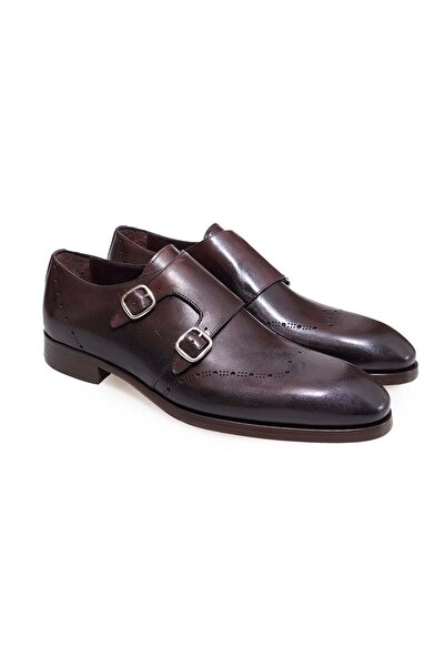 FRANCO CALVANI Brown Laceless Genuine Leather Men's Shoes