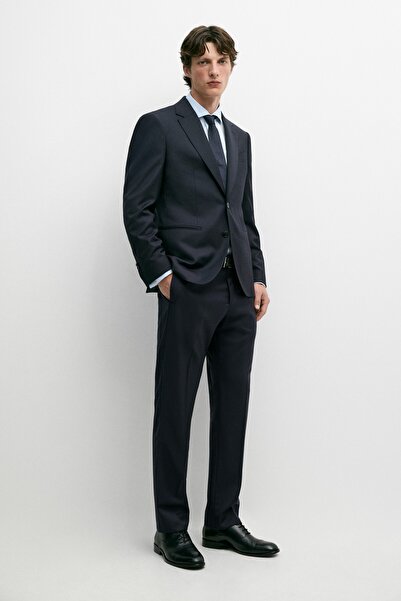 Massimo Dutti Çizgili yün karışımlı klasik pantolon