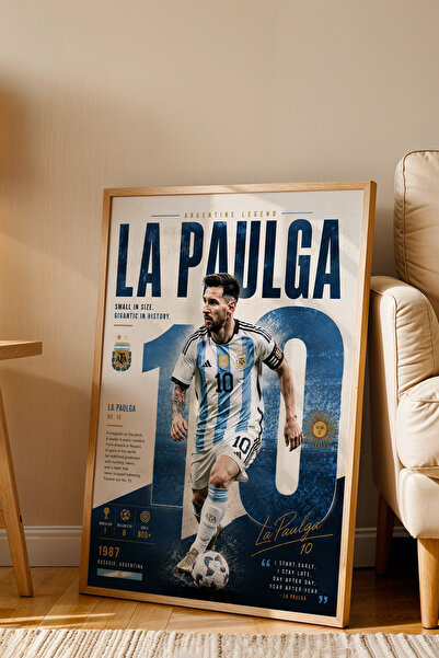 e2nova Messi Arjantin Çerçeveli Tablo Premium Futbolcu Tabloları Lüks Salon D...