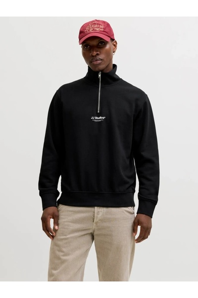 Jack & Jones Ανδρικό Φούτερ με Ψηλό Λαιμό και Φερμουάρ στο Κάτω Μέρος του Λαι...
