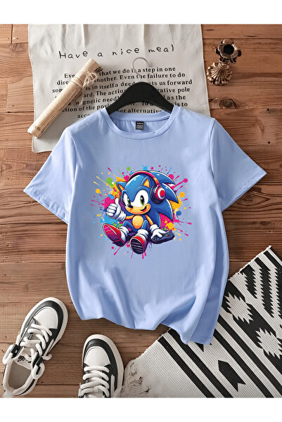 MAGORS تيشيرت للأطفال من SONIC THE HEDGEHOG بطبعة الموسم الجديد وياقة دائرية ...