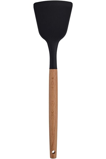 Yıldızan Wooden Handle Silicone Kitchen Serving and Preparation Angled Spatul...