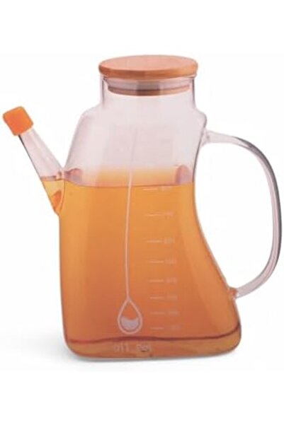 Yıldızan 1000ml Glass Oil and Vinegar Dispenser with Bamboo Lid – Durable and...