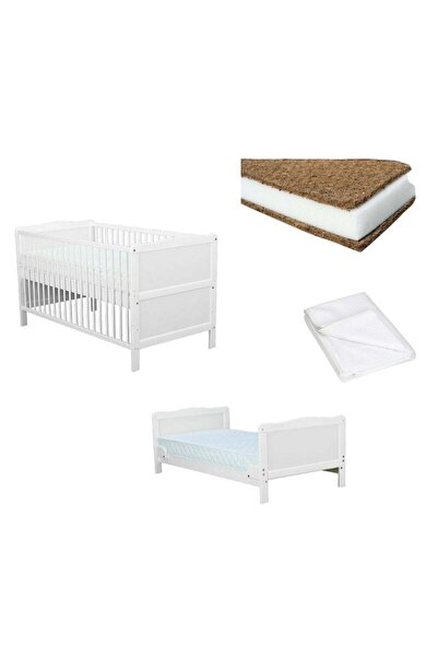 Babyneeds Set Patut din lemn bebe transformabil, Saltea Cocos Confort II si P...