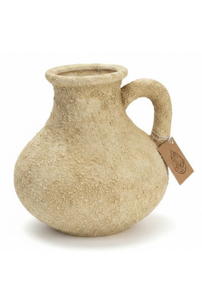 AKDC Rustic Textured Ceramic Jug Vase | Sandy Beige Granular Finish | Vintage...
