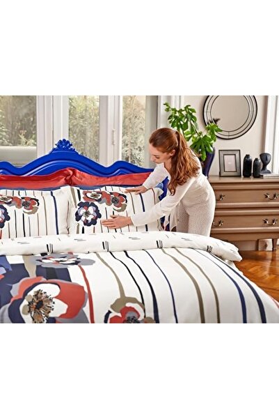 Yıldızan Msa Shop Standard Cotton Satin Duvet Cover Set, Red, Double 931845