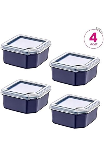 Yıldızan Mrt Shop 4-Piece Q-Box Storage Container Navy Blue 350 ml 1181802