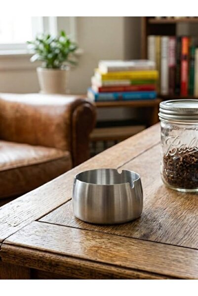 Yıldızan Msa Shop Silver Curved Stainless Metal Ashtray – Modern and Stylish ...