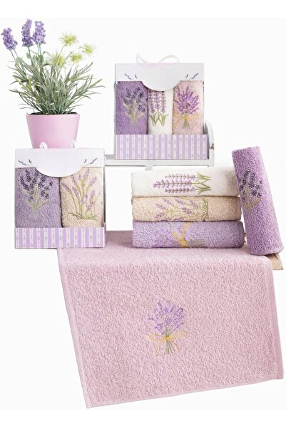 Yıldızan Embroidered 3-Piece Kitchen and Hand & Face Towel Set 30X50 cm Laven...