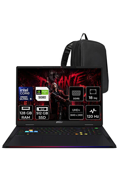MSI Raider 18 MAX HX Ultra 9 290HX Plus RTX 5080 16GB 175W 128GB RAM 512GB SS...