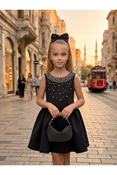 aykidsclup Girl's Stone Embellished Evening Dress with Bag 1920