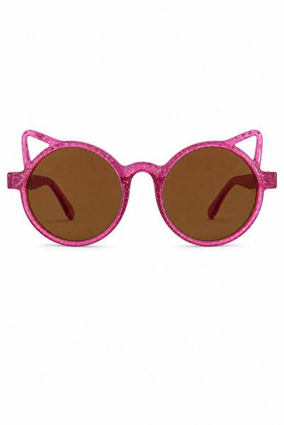 Jack Ferrero Cute Cat Ear Pink Glitter Round Sunglasses for Children