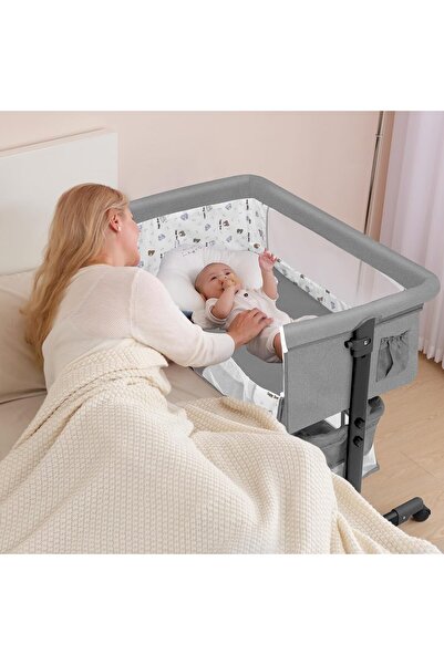 Mini Baby سرير أطفال محمول قابل للطي بتصميم جديد 2023 للبنات والأولاد من ياداك (رمادي فاتح)