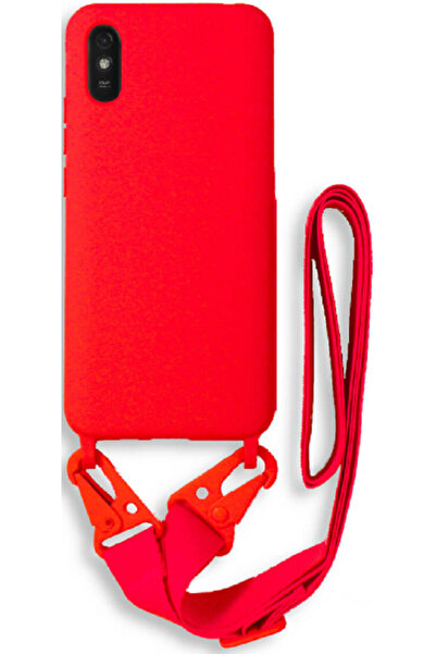 Bodycell Θήκη Σιλικόνης με Λουράκι Λαιμού - Xiaomi Redmi 9A / 9ΑΤ / 9i - Red