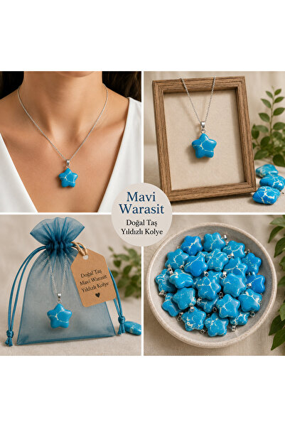 best bioenerji taş terapi Blue Varasit Star Natural Stone Necklace |   Certified