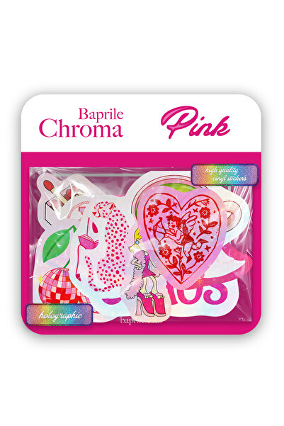 Baprile Pembe Renk Temalı Hologram Stickerlar 21 Adet Sticker Paketi Suya Day...