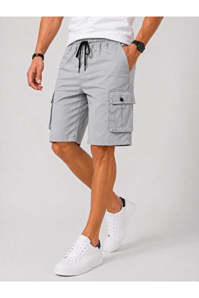 CLASSİCS MEN Ανδρικό σορτς Comfort Fit λινό με ελαστική μέση τσέπη Capri