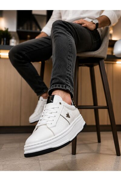 ROYSHOES White Soft-High-Sole Orthopedic Sports Shoes