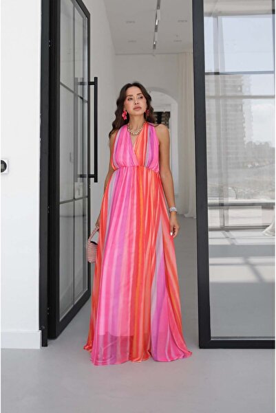 Havoş Colorful Gradient Effect Halter Dress