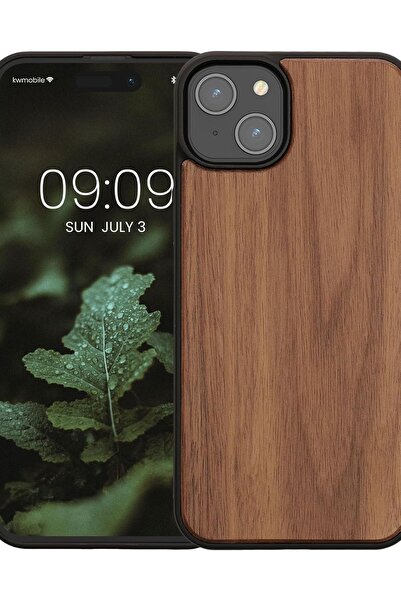 KWmobile Σκληρή Ξύλινη Θήκη με TPU Bumper - Apple iPhone 15 Plus - Walnut / D...