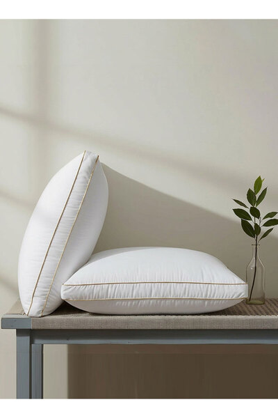 Medical Sleep 2 Pieces Bed Pillow with Double Golden Line 100% Cotton - 1300 ...