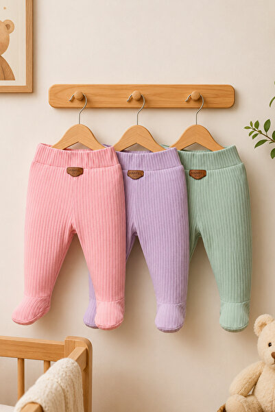 MAHFEL 100% Cotton Basic 3-Piece Unisex Baby Bottom Pants with Booties