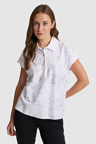 U.S. Polo Assn. Women's White Polo Collar T-Shirt 50322016-Vr013
