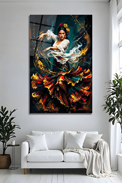 Parıltı Yayınları Dansatoare de flamenco, femeie spaniolă, tablou din sticlă,...