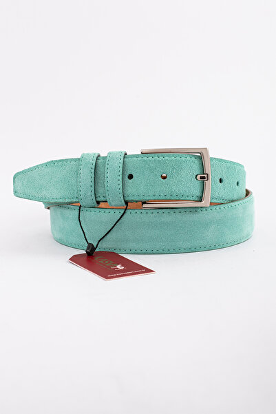 KASVA DERİ 3.5 cm Water Green Suede Leather Belt