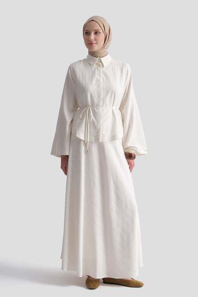 Armine Textured Shirt Set Ecru