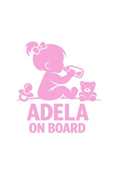 OEM Autocolant decorativ auto  "ADELA ON BOARD ", 10cm, Roz