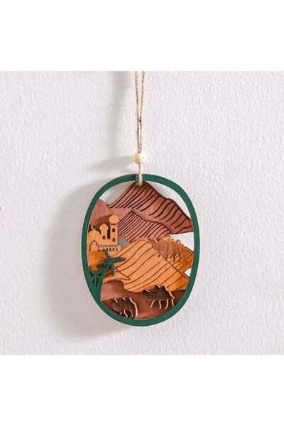 Danube Home Afreen Wood Desert Oasis Hanging Decor - 9.3X0.7X12Cm Natural Bro...