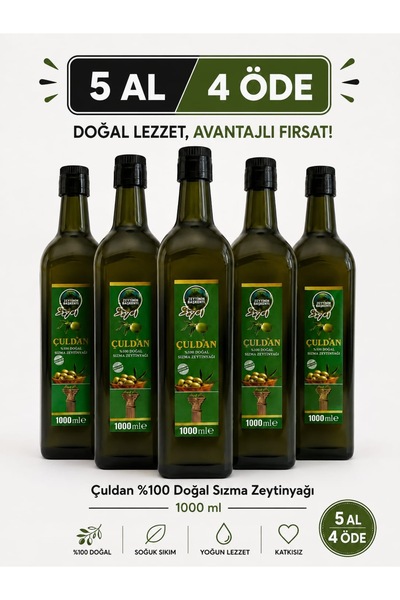 5 AL 4 ÖDE! Çuldan %100 Doğal Sızma Zeytinyağı 5000 ml