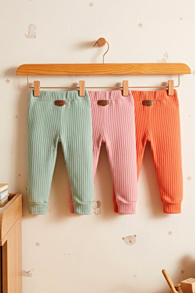 MAHFEL 3-Pack 100% Cotton Flexible Ribbed Baby Alpine Pants Unisex