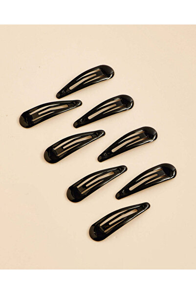 REDTAG Women Black Plain Hair Clips Set (8 Piece)