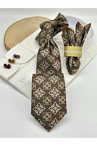 Gutiero Green Patterned Classic Tie with Handkerchief