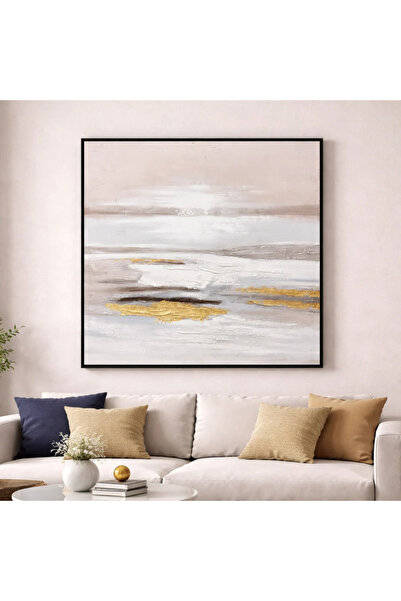 Afkar modern Abstract Geometric Gold Foil 3D Plasterboard Painting - Luxury W...