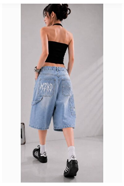 Minga London Y2K Embroidered Baggy Jean Porto Capri White-Spirder