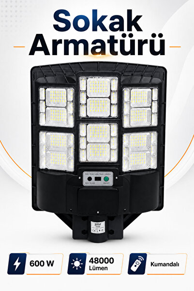 Badem10 Sokak Armatürü 600W 48000 Lümen Kumandalı LED Dış Mekan Bahçe Yol Ayd...