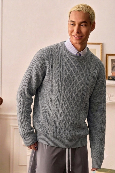 COOL TARZ Men's Hair Knit Sweater - Acrylic Cotton Crew Neck Regular Cut