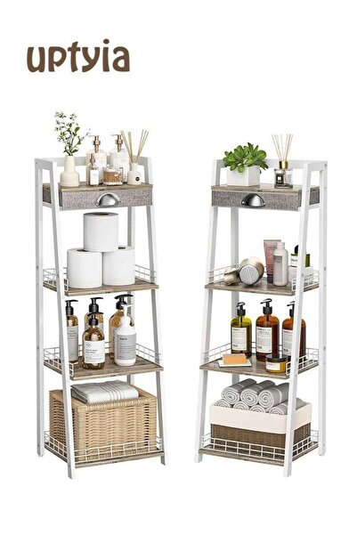 Uptyia 4-Tier Elegant Ladder Shelf, Bathroom Storage Shelf, Ladder Bookshelf ...